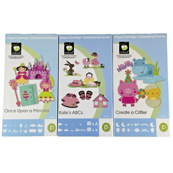 Cricut Cartridge Girl Lot x3 Princess Kates ABCs Create a Critter LIKELY LINKED - Picture 1 of 16